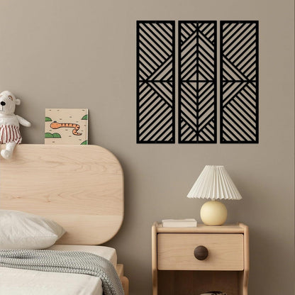 Moderne schwarze Metall-Wanddekoration Set, abstrakte