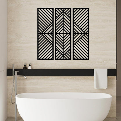 Moderne Schwarz Metall-Wanddekoration Set Wohnzimmer Schlafzimmer 56x62 cm