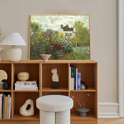 Vintage Leinwand Bilder mit Holzrahmen 30x40 cm Claude Monet Rose Garten Aesthetic Wall Art