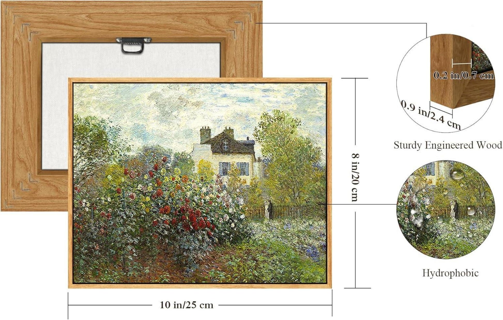 Claude Monet Rose Garten Leinwandbild Vintage 30x40 cm mit Holzrahmen