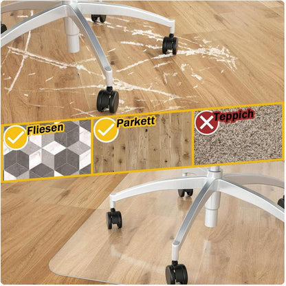 RAUMPA Bodenschutzmatte Bürostuhl 100x120cm Transparent PVC