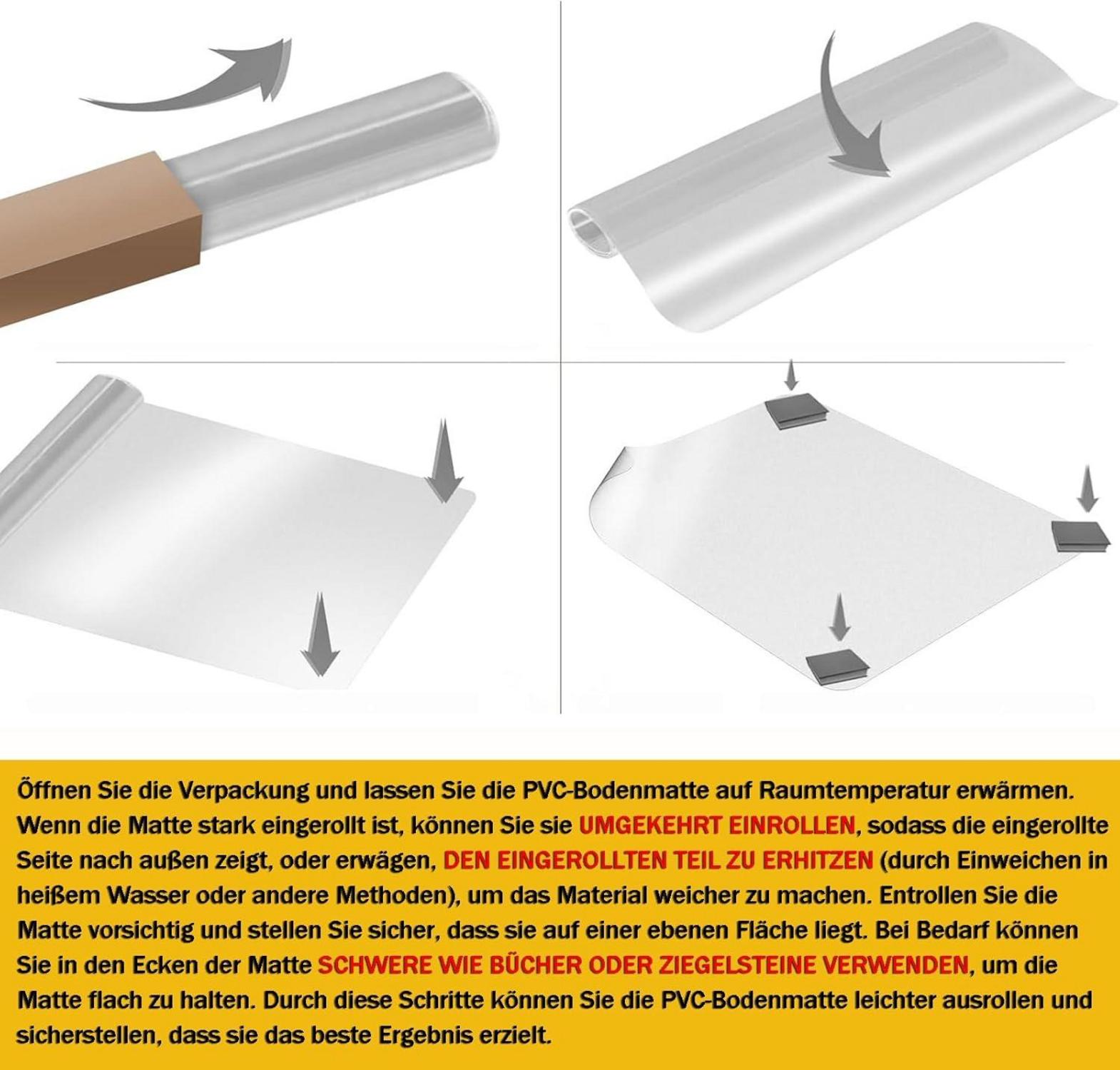 Bodenschutzmatte Bürostuhl 100x120cm Transparent - Schutzmatte ergonomisch