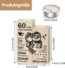 Hochwertiger Holz Kerzenständer für Diamantene Hochzeit - 60. Hochzeitstag Geschenk - Dekoration für Paare & Ehepartner