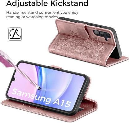 Samsung Galaxy A15 5G/4G Leder Flip Wallet Hülle Rosa
