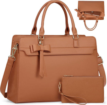 Moderne RAINSMORE Laptoptasche Damen Set Braun