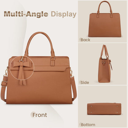 Große Damen Laptoptasche Shopper Wasserdicht PU Leder Braun