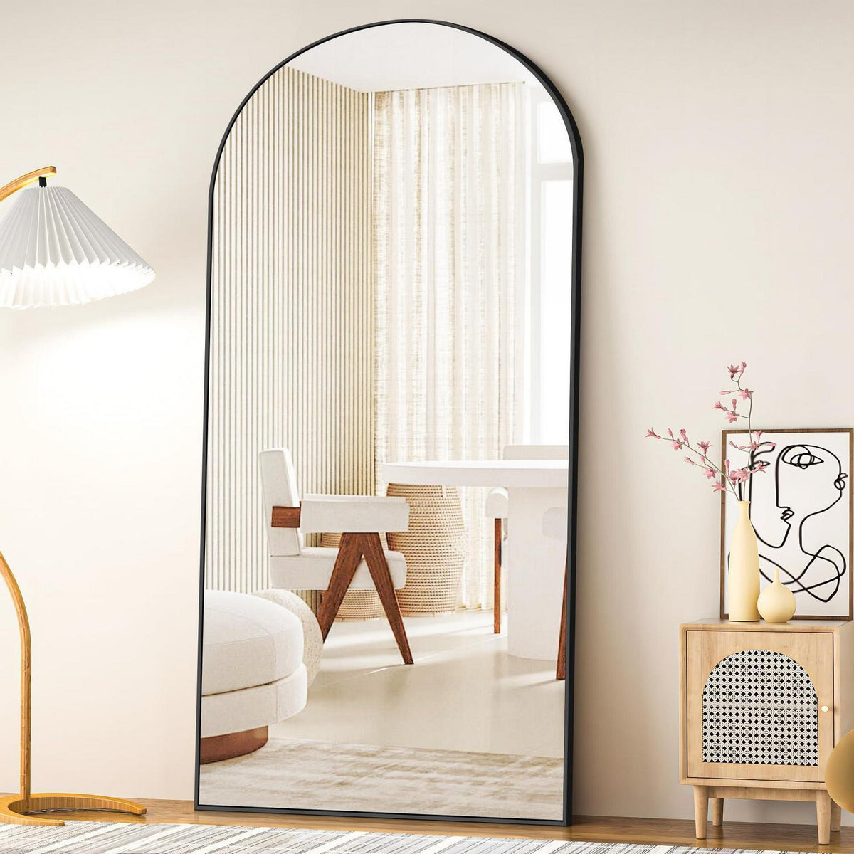 Großer Standspiegel 192x85cm mit schwarzem Rahmen – Wand & Boden