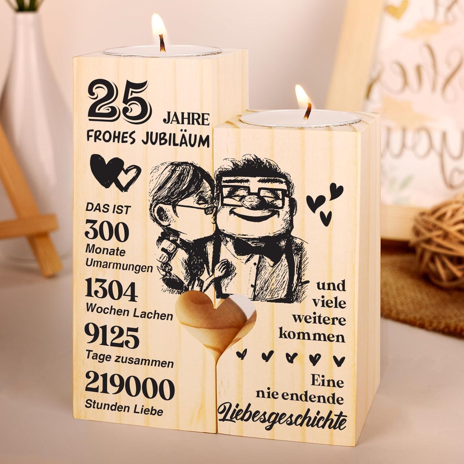 Silberhochzeit Geschenk Kerzenständer Deko 25. Hochzeitstag