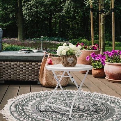 Faltbarer Outdoor Beistelltisch Metall Blume Terrasse Balkon