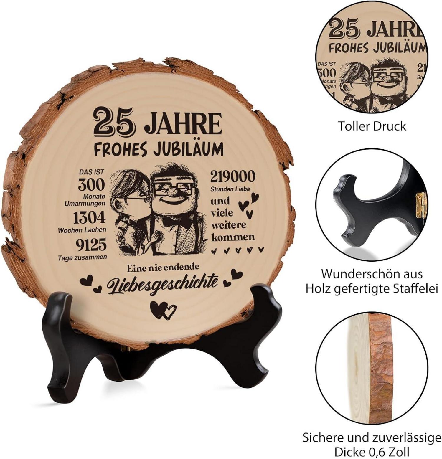 Holzplakette 25. Hochzeitstag Geschenk für Sie Ihn Freunde