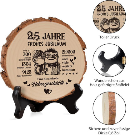 Holzplakette 25. Hochzeitstag Geschenk für Sie Ihn Freunde