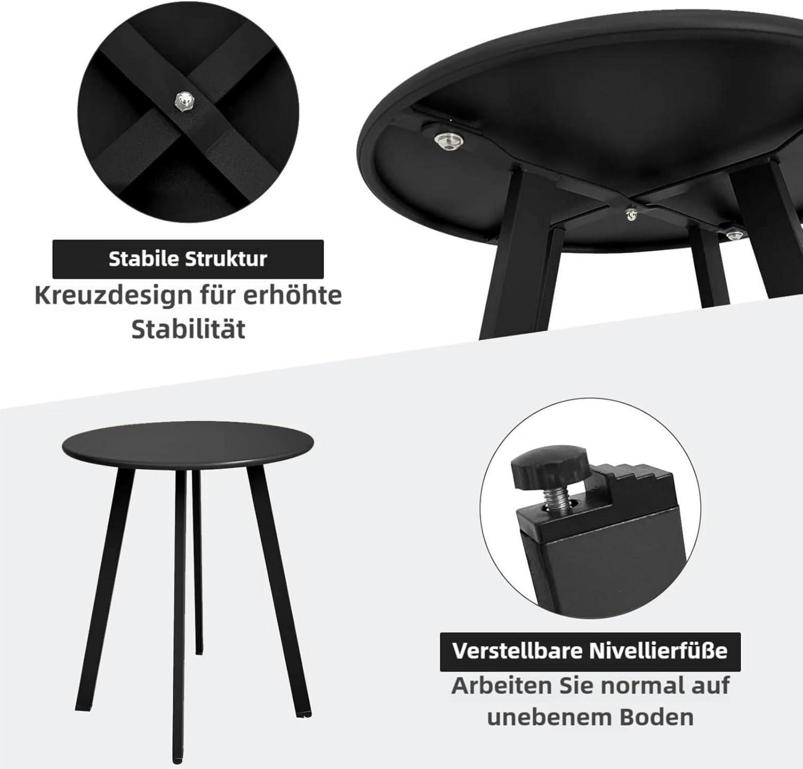 Fokebel Outdoor Beistelltisch Metall Stahl Wasserfest Garten Schwarz