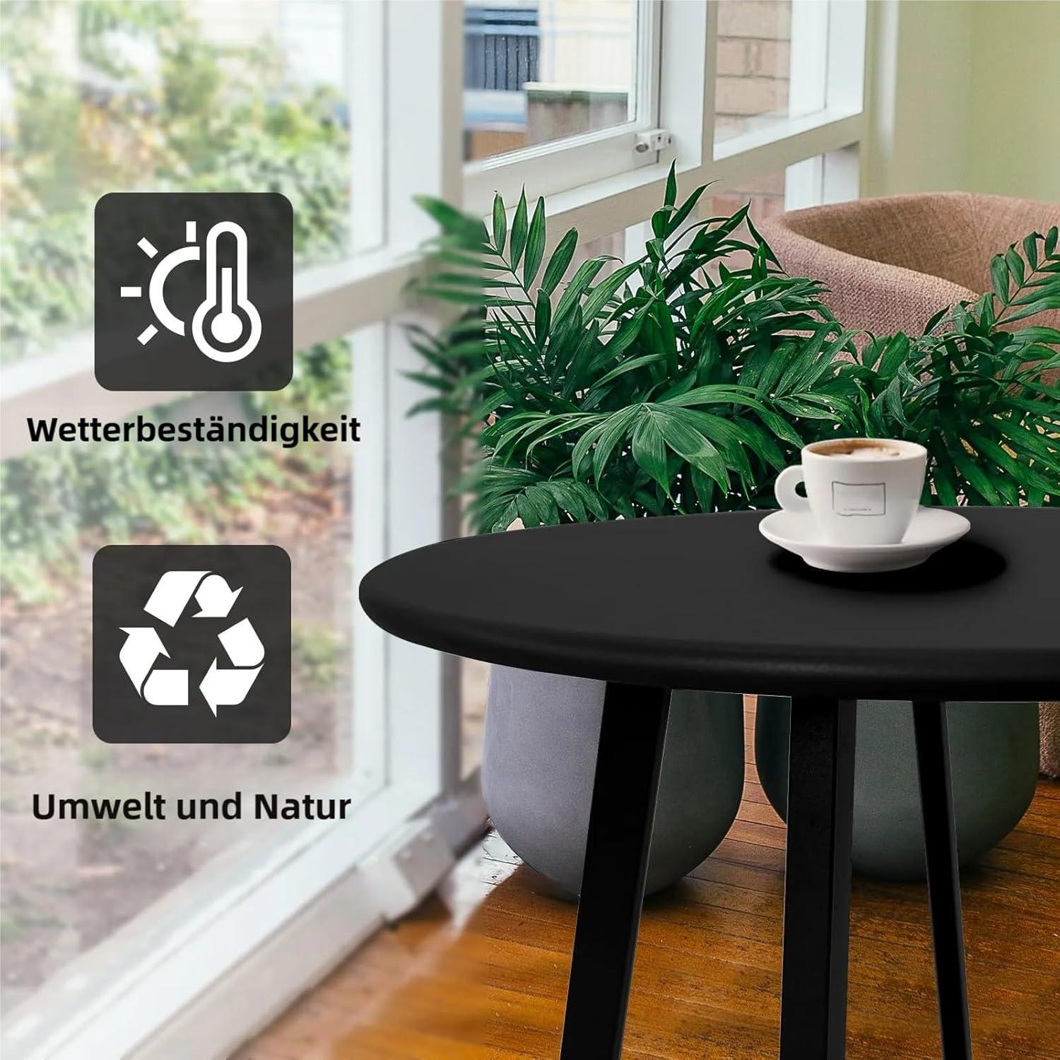 Fokebel Outdoor Beistelltisch Metall Stahl Schwarz Wetterschutz 40cm