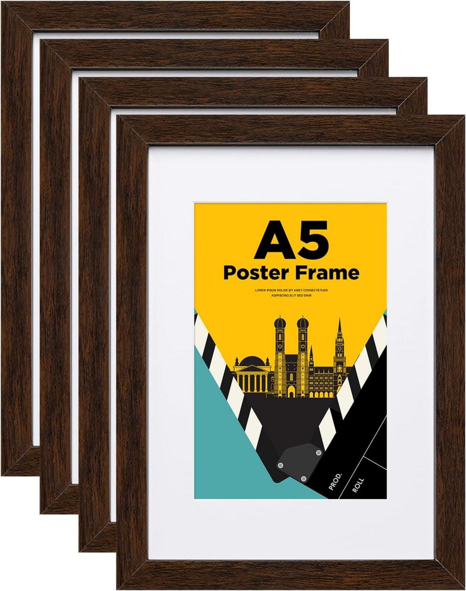 Modernes A5 Bilderrahmen Set 4-teilig Acrylglas Verbundholz Tisch