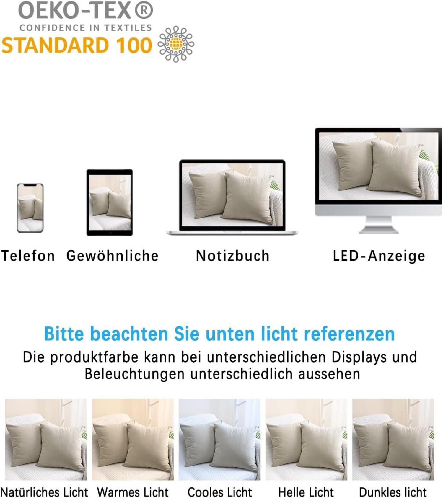 ATsense 2er Kissenbezug 60x60cm 100% Baumwolle Reißverschluss OEKO-TEX
