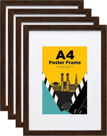 Bilderrahmen A4 Holz Acrylglas MDF 4er-Set Fotos A5 Zertifikat Porträt