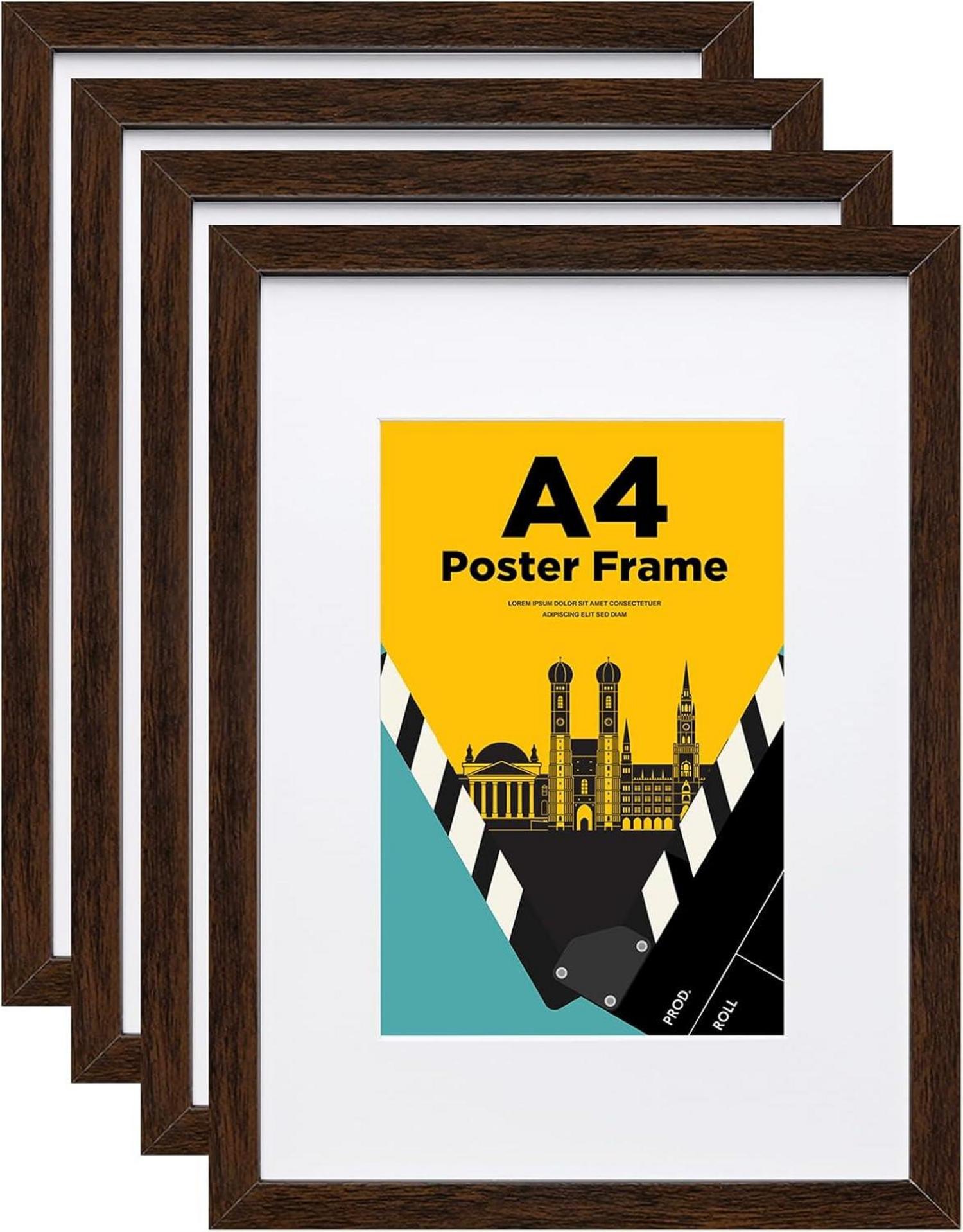Bilderrahmen A4 Holz Acrylglas MDF 4er-Set Fotos A5 Zertifikat Porträt