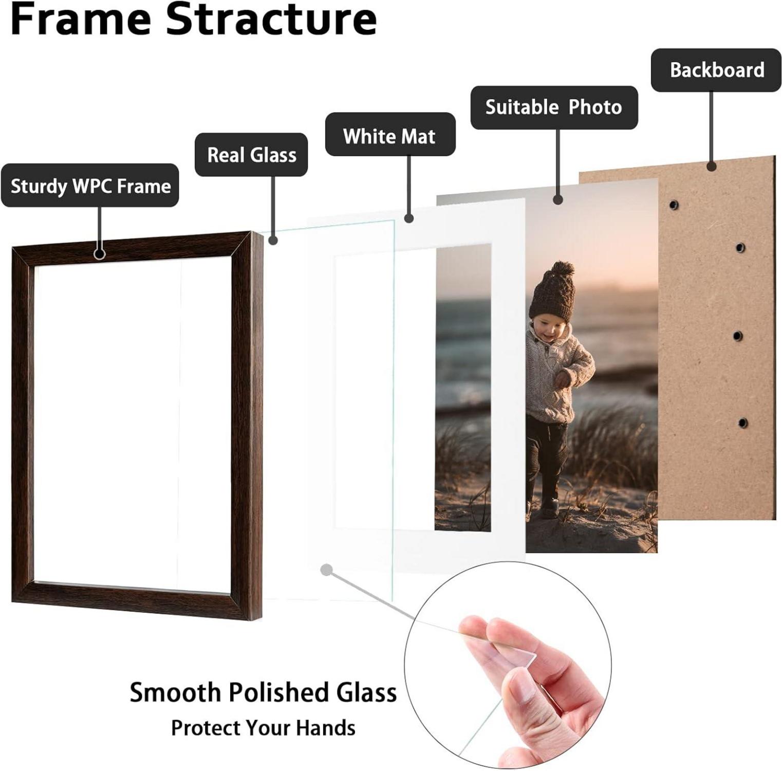 Bilderrahmen A4 Holzrahmen Acrylglas MDF 4er-Set Portrait braun DIN A4
