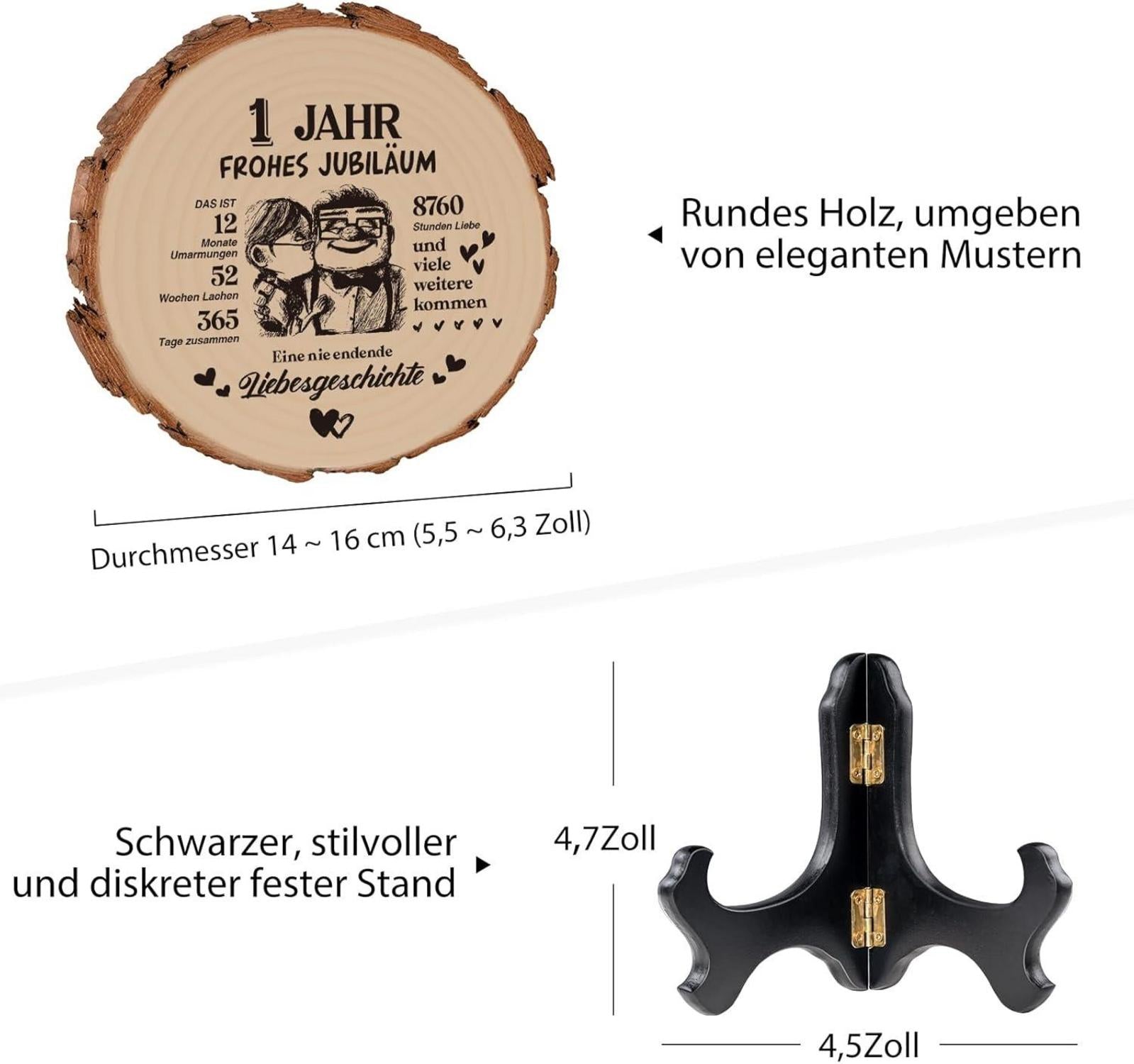 Holzplakette 1. Hochzeitstag Geschenk Liebe Paare Holz Jahrestag