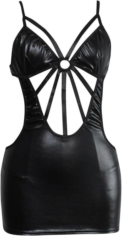 Erotisches Minikleid Lackleder Sexy Damen Partykleid Wetlook Leder