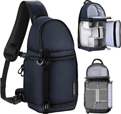 Kamera Sling Tasche Blau DSLR Fotografie Crossbody Rucksack