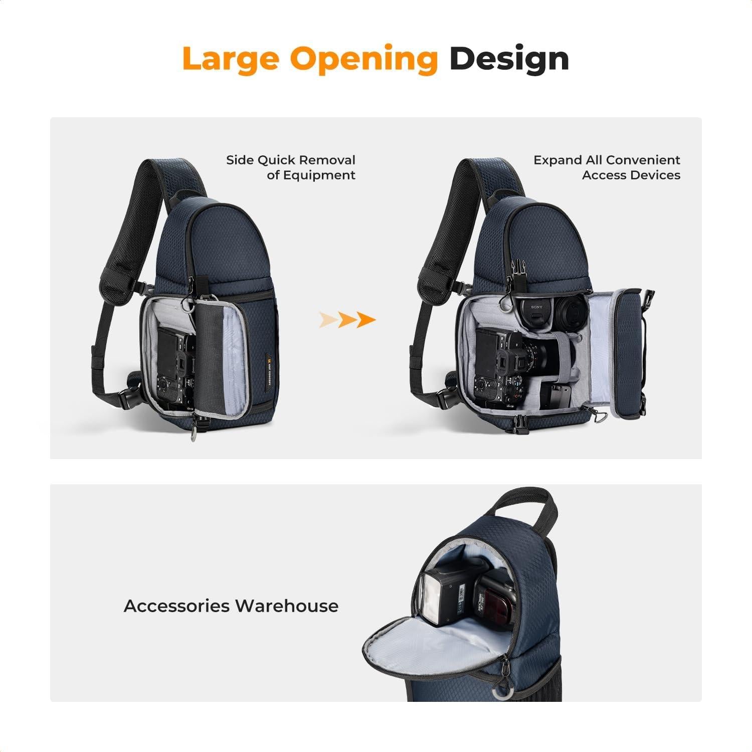 Kamera Sling Tasche Crossbody blau für DSLR Fotografie
