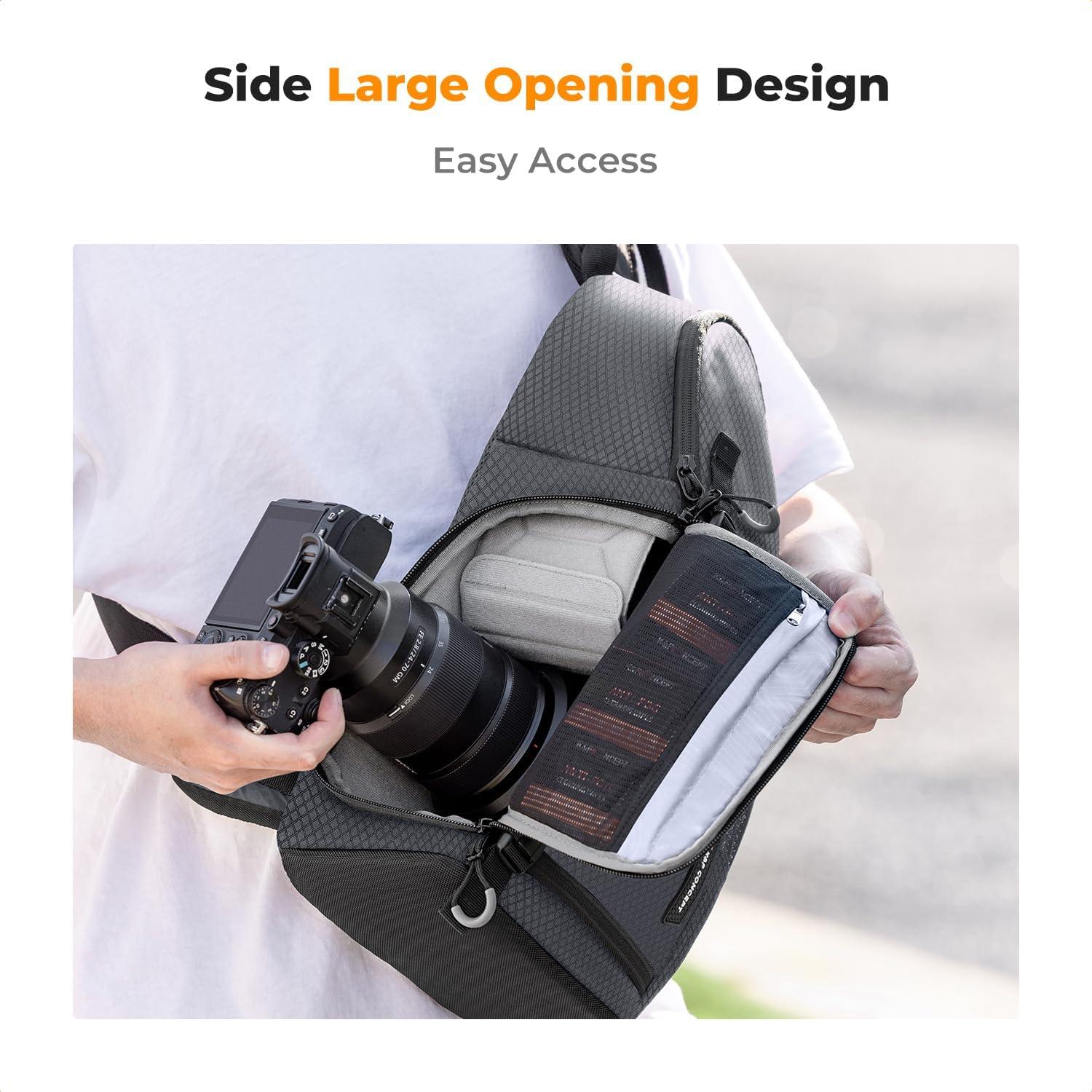 K&F Konzept Kamera Sling Fototasche Schultertasche DSLR Crossbody Grau