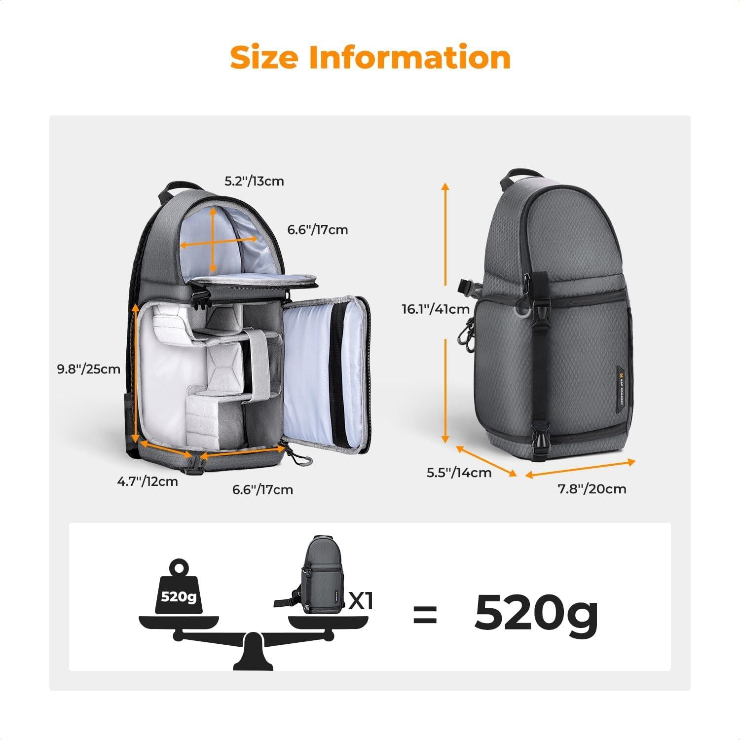 K&F Konzept Kamera Sling Fototasche Schultertasche DSLR Crossbody Grau