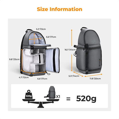 K&F Konzept Kamera Sling Fototasche Schultertasche DSLR Crossbody Grau