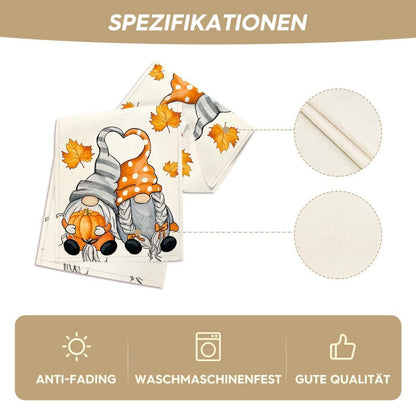 Herbst Tischläufer Ahornblätter Kürbisse 40x240 cm Beige