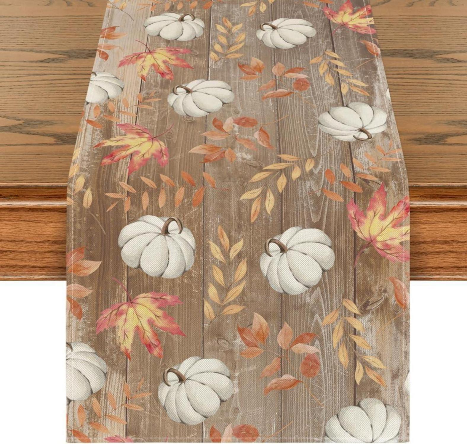 Tischläufer Herbst Kürbisse Deko Orange 40x180 cm