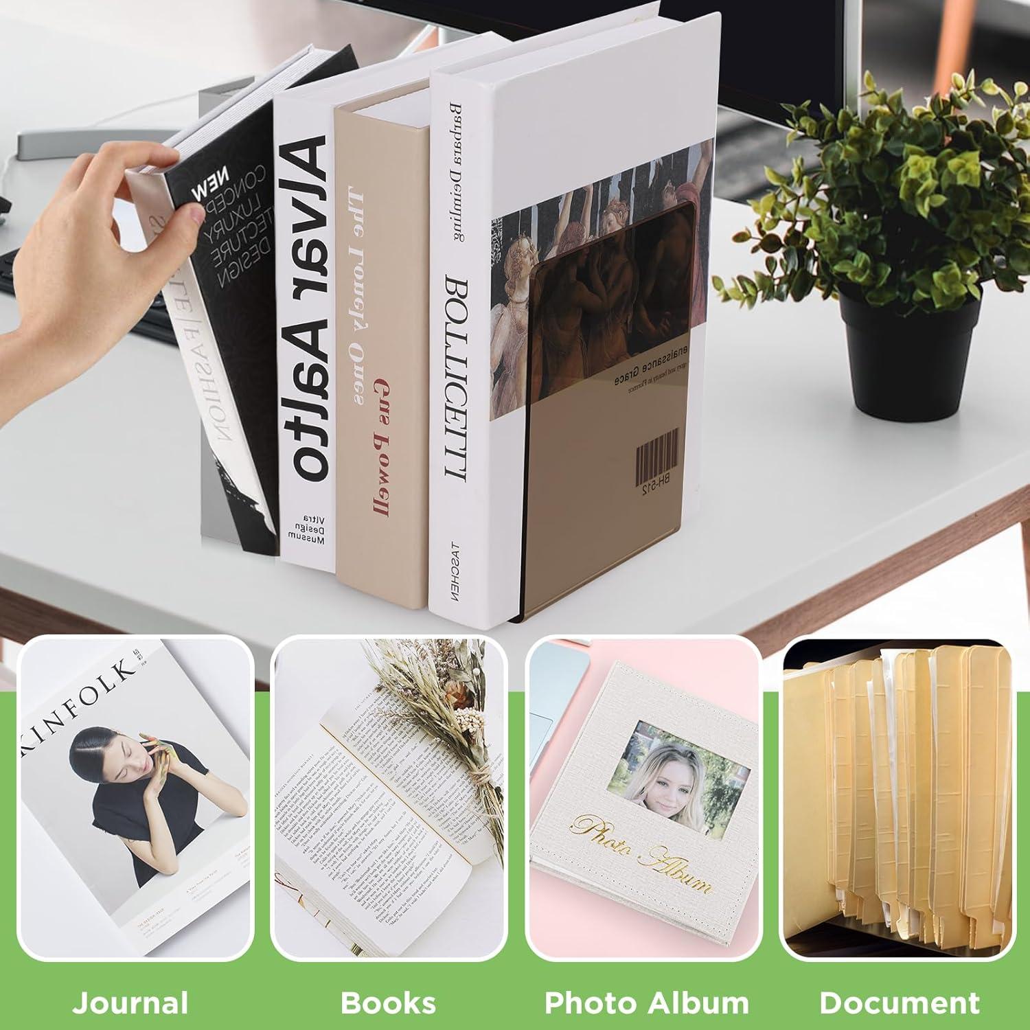 6x Acryl Buchstützen Braun Transparent Rutschfest für Regal Bücherhalter