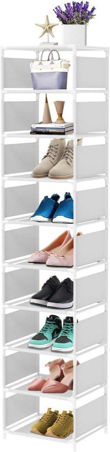 Schuhregal 10 Ebenen Metall schmal Platzsparend