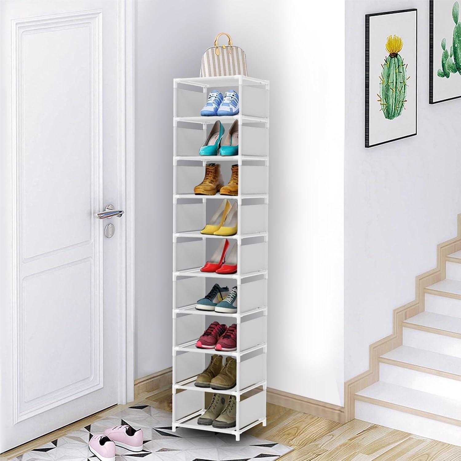 esonstyle 10 Ebenen Metall Schuhregal schmal Platz Sparende