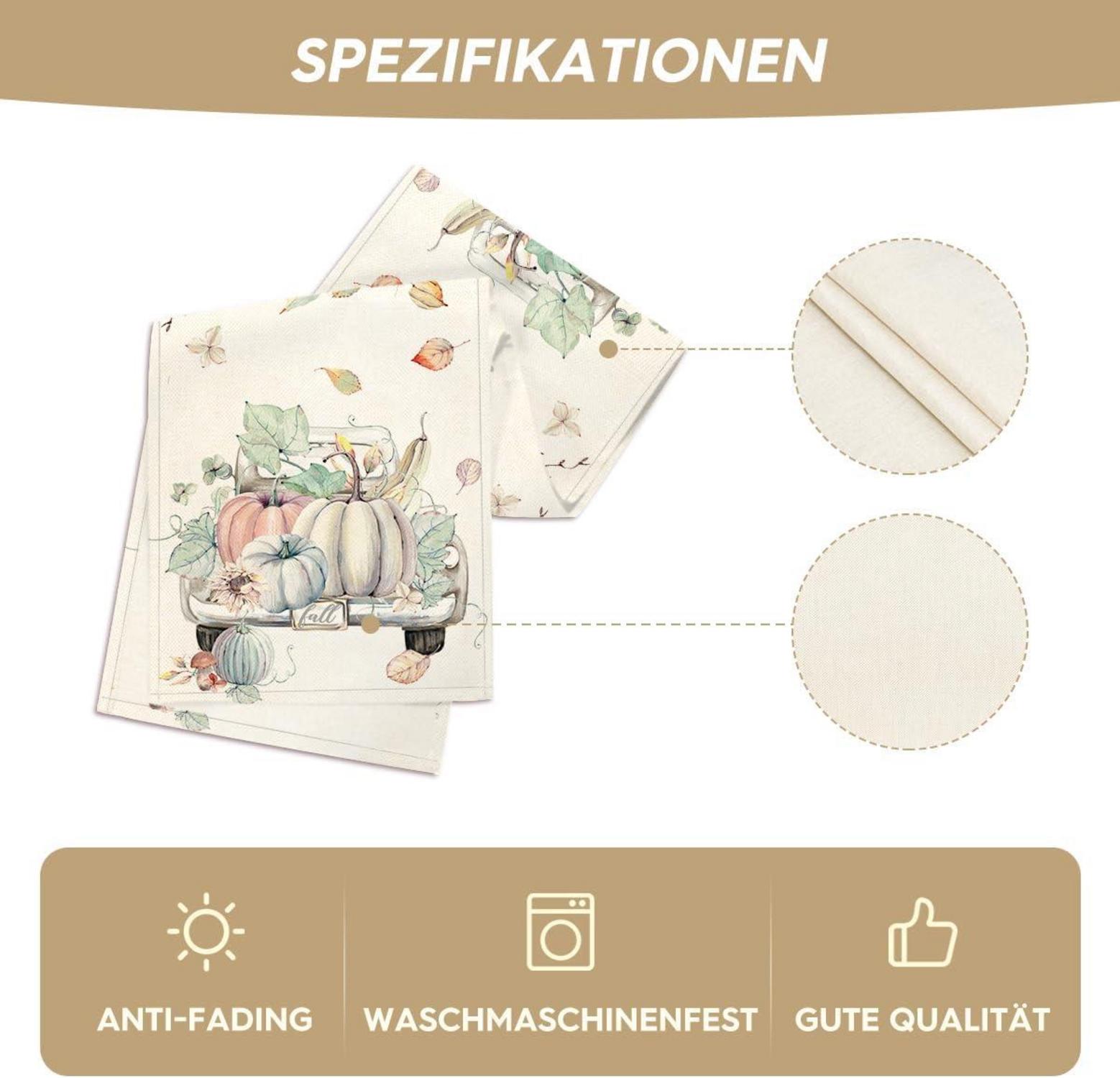 Artoid Mode Herbst Kürbis Lastwagen Tischläufer 40x100 cm Beige