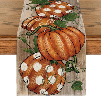 Herbst Tischläufer Kürbisse Blätter Urlaub Dekor 40x140cm Braunschwarz