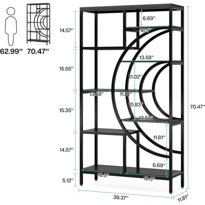 Industrielles Bücherregal 179cm – Geometrisches Regal mit Metallrahmen