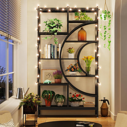 Industrielles Bücherregal 179cm – Geometrisches Regal mit Metallrahmen