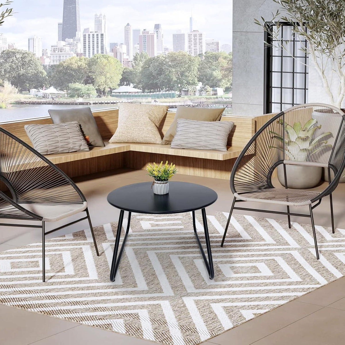 Fokebel Patio Outdoor Couchtisch Set 2er Pack Schwarz