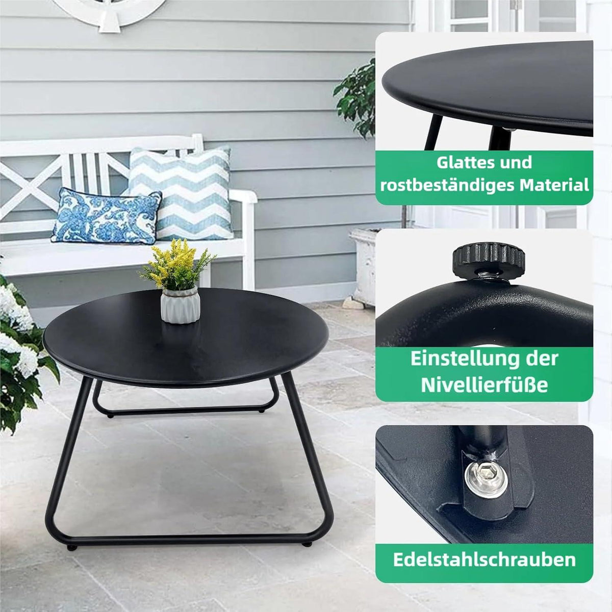 Fokebel Patio Outdoor Couchtisch Set 2er Pack Schwarz