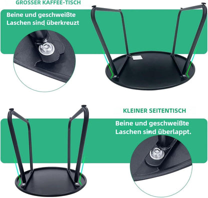 Fokebel Patio Couchtisch Set 2er wetterfest für Terrasse Balkon Schwarz