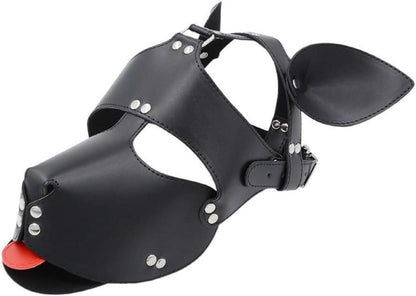 Schwarze Hund Ledermaske SM Bondage Haubenmaske Sexspielzeug