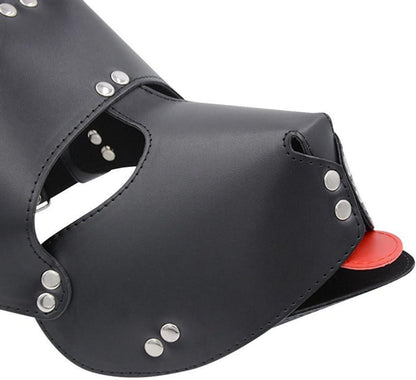 Hund Ledermaske Haubenmaske SM Bondage Restraint Maske Schwarz