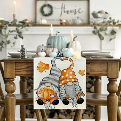 Herbst Tischläufer GNOME Kürbisse Ahornblätter 40x300 cm