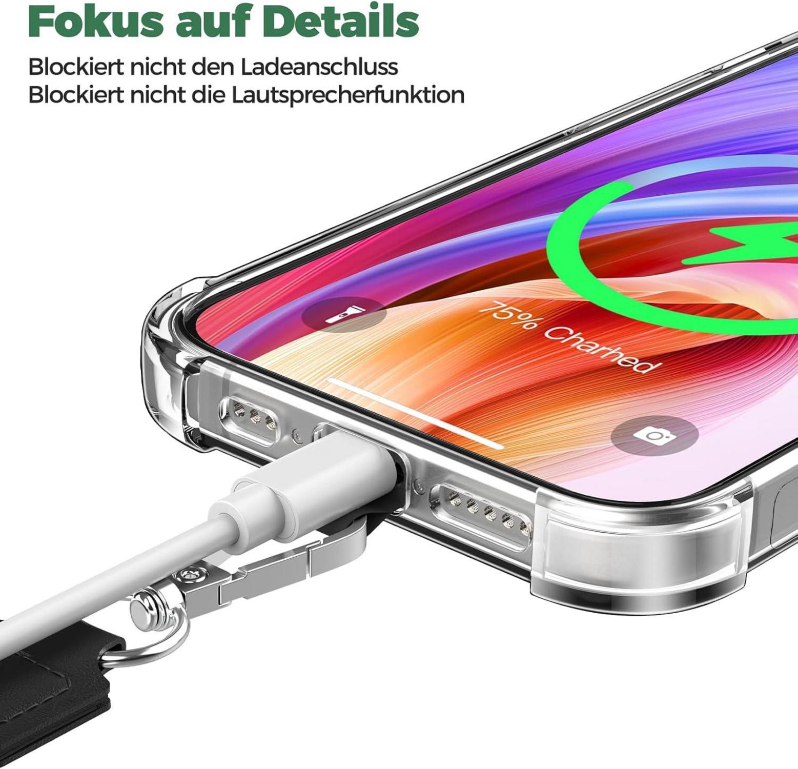 Caslord Handykette Universal 2 Stück Schwarz Grau Halsband Schlüsselband Smartphones Hülle kombinierbar