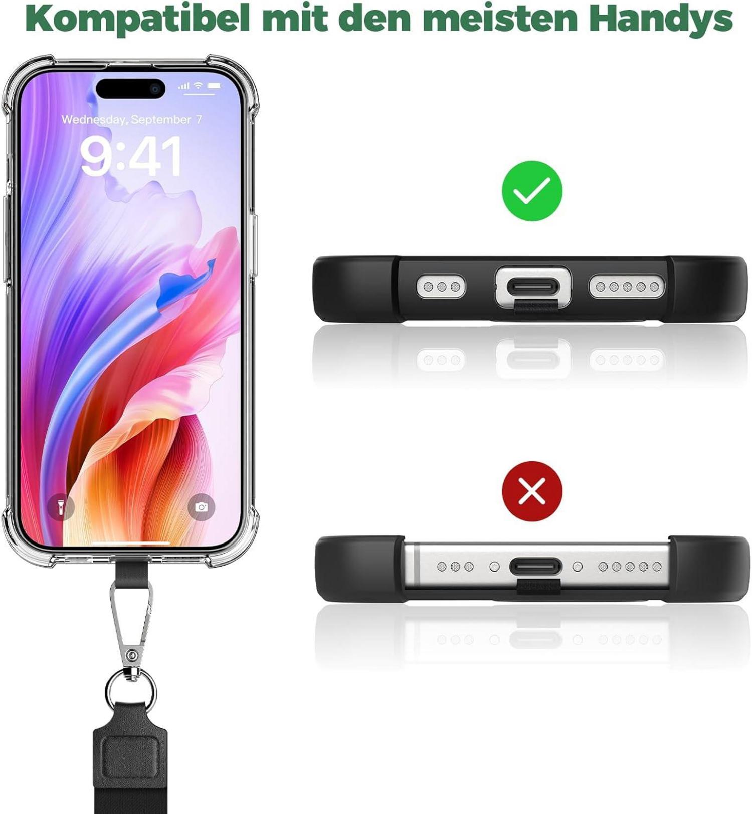 Handykette Universal 2 Stück Smartphone Hülle Schwarz