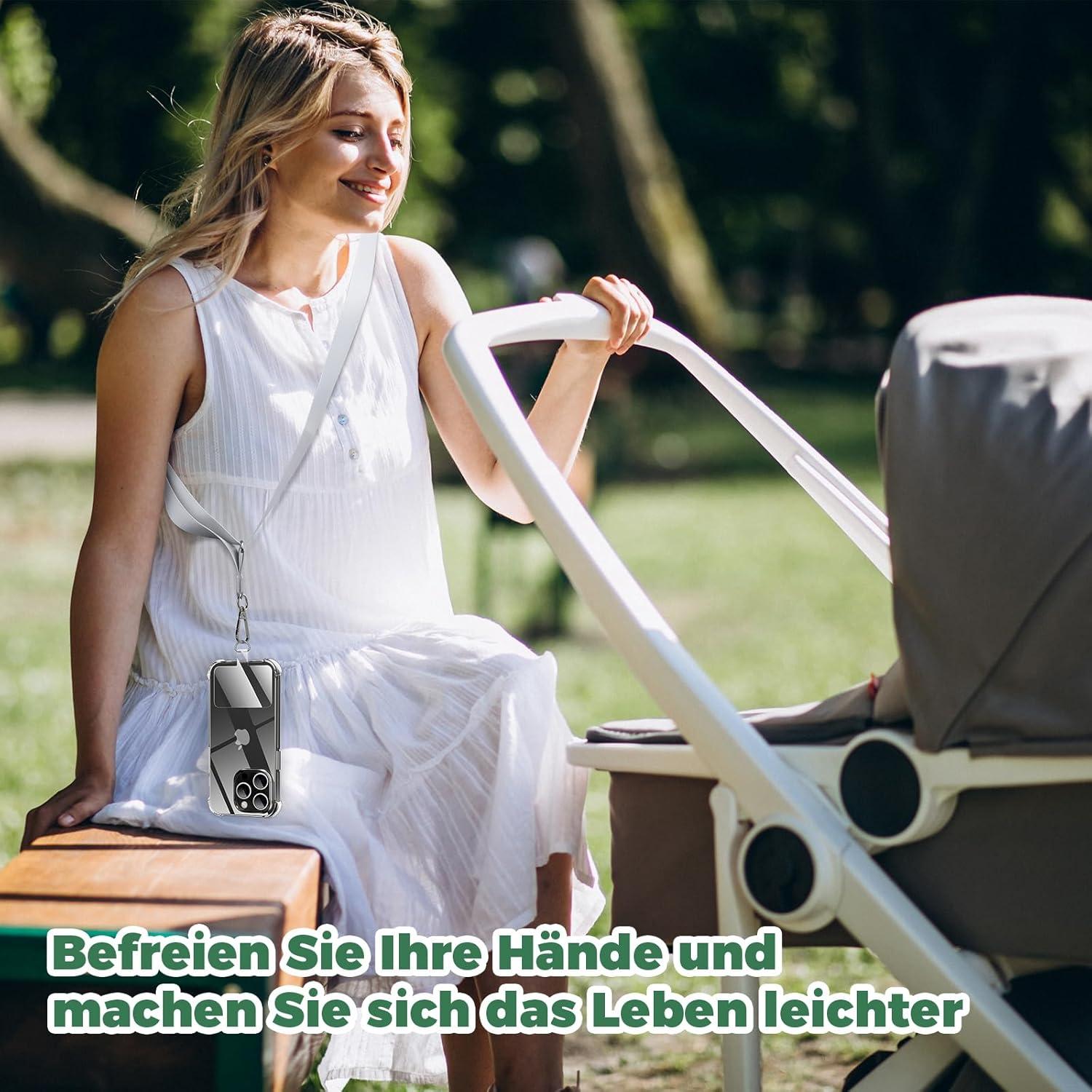 Caslord Handykette Universal 2 Stück Schwarz Grau Halsband Schlüsselband Smartphones Hülle kombinierbar