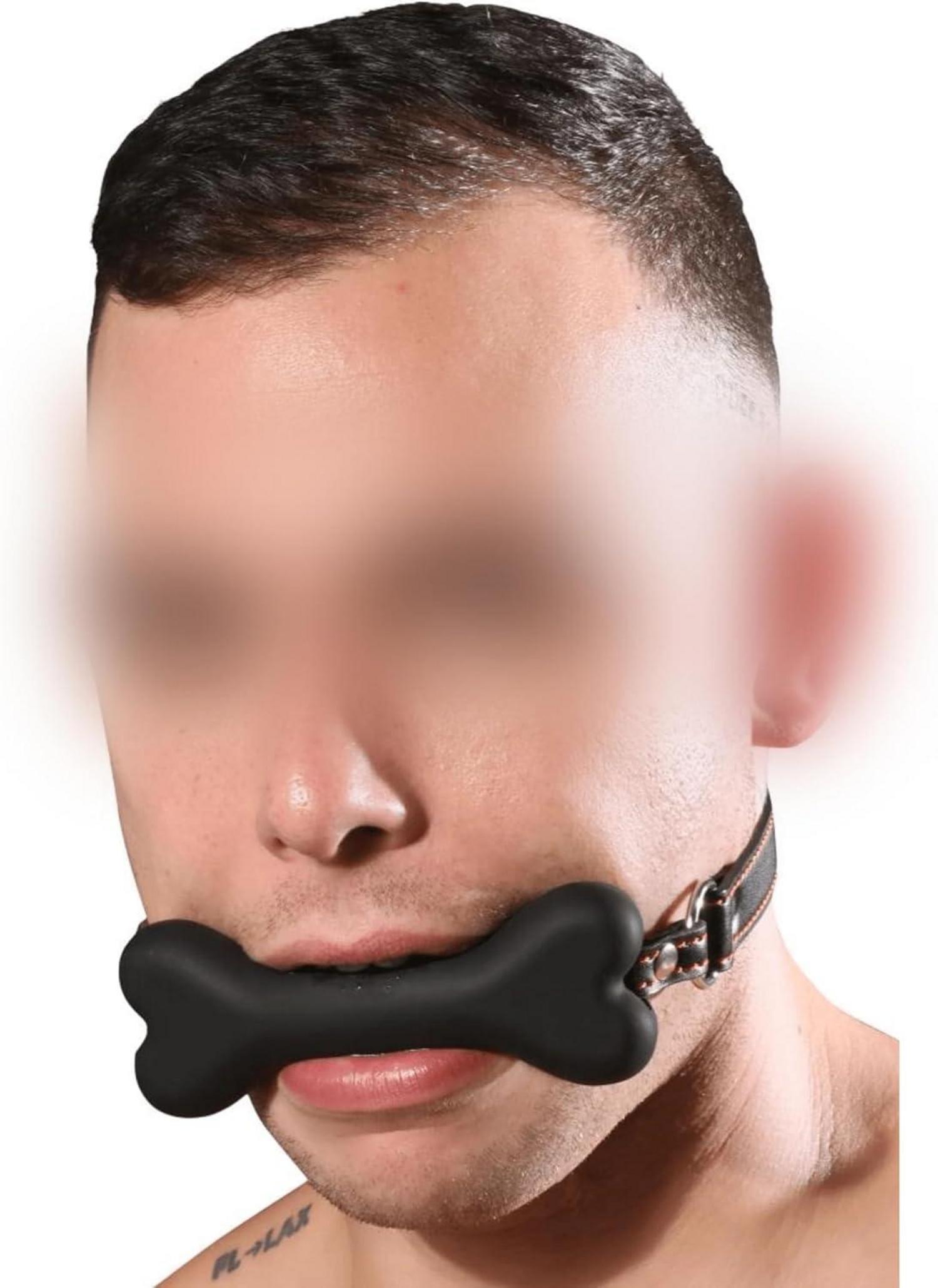 Hundeknochen Mundknebel Silikon Schwarz SM Ballknebel BDSM Erotik