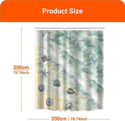 Duschvorhang Muschel Design 200x200cm Textil Wasserdicht Beschwerte