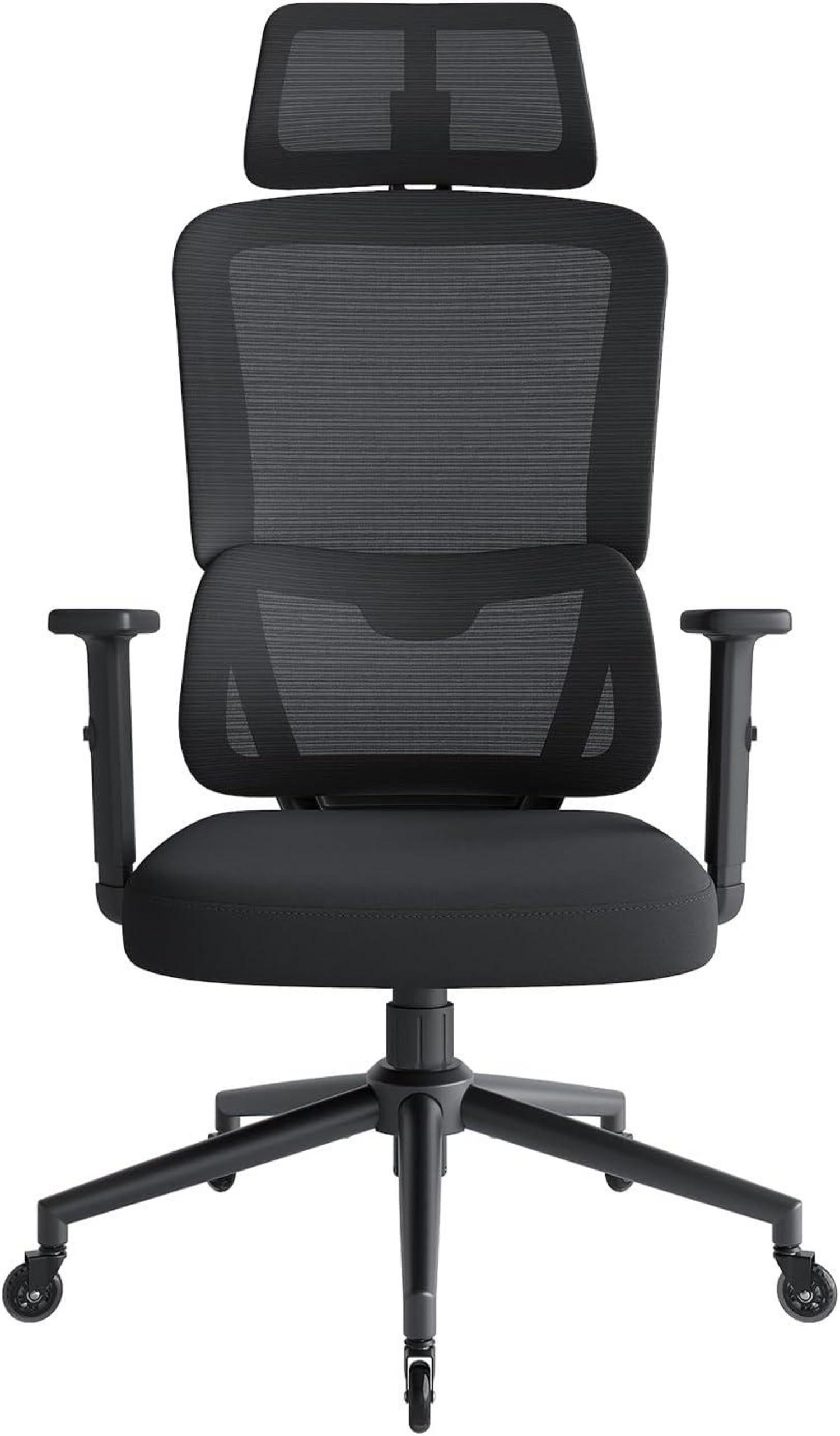 Ergonomischer Bürostuhl mit Lordosenstütze und Armlehne, Schwarz